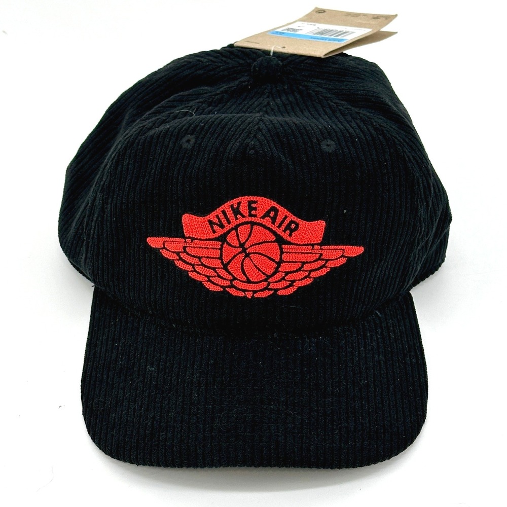 Nike Jordan Air Hat Unisex M/L Black Corduroy Adjustable Pro Cap IB3937-010 New